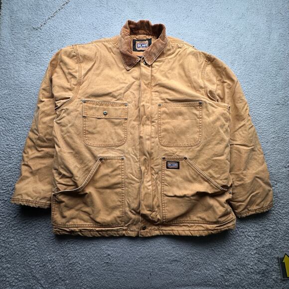 Vintage Big Smith Duck Canvas Lined Hooded Work Jacket Mens XXL Chore Coat Brown - Picture 1 of 13